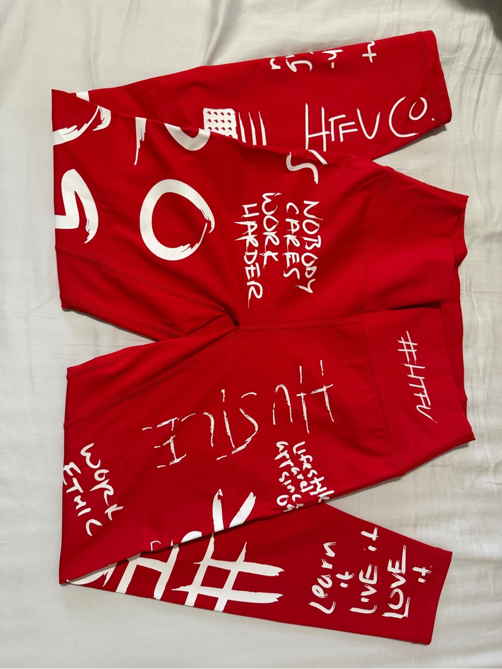 HTFU Analog red graphic gym leggings Medium